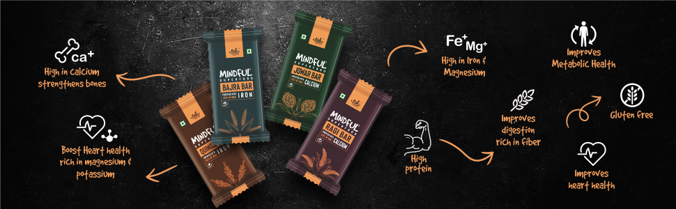 Eat Anytime Multigrain Millet Energy Chocolates, 12 Bars | High Protein, High Fiber, No Added Sugar | Gluten Free Granola Bars with Quinoa, Dark Chocolate | Healthy Snack (300g)