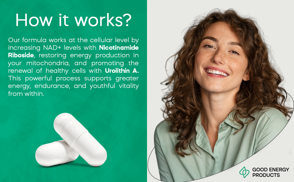 Urolithin A 500mg + NAD+ Supplement | 60 Capsules