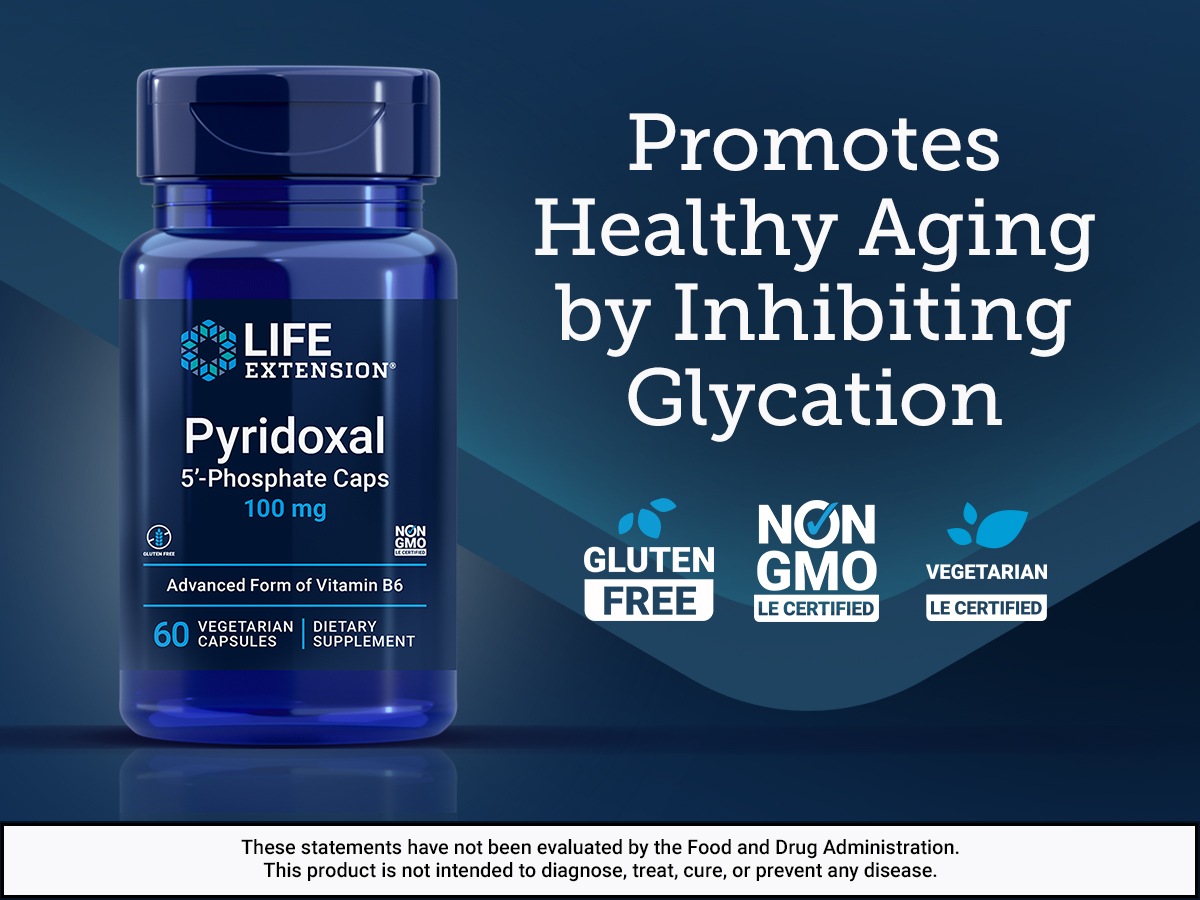 Life Extension Pyridoxal 5'-Phosphate, Vitamin B6, 100 mg, 60 Caps