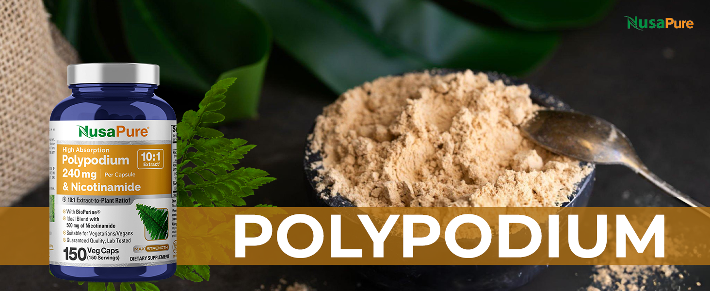 Polypodium Nicotinamide, Soy Free, 240mg, 150 Veg Capsules - 150 Servings