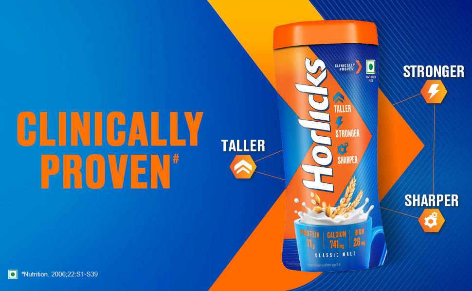 Horlicks Nutrition Drink Jar - 1 kg - Classic Malt - Clinically Proven to make kids Taller, Stronger, Sharper