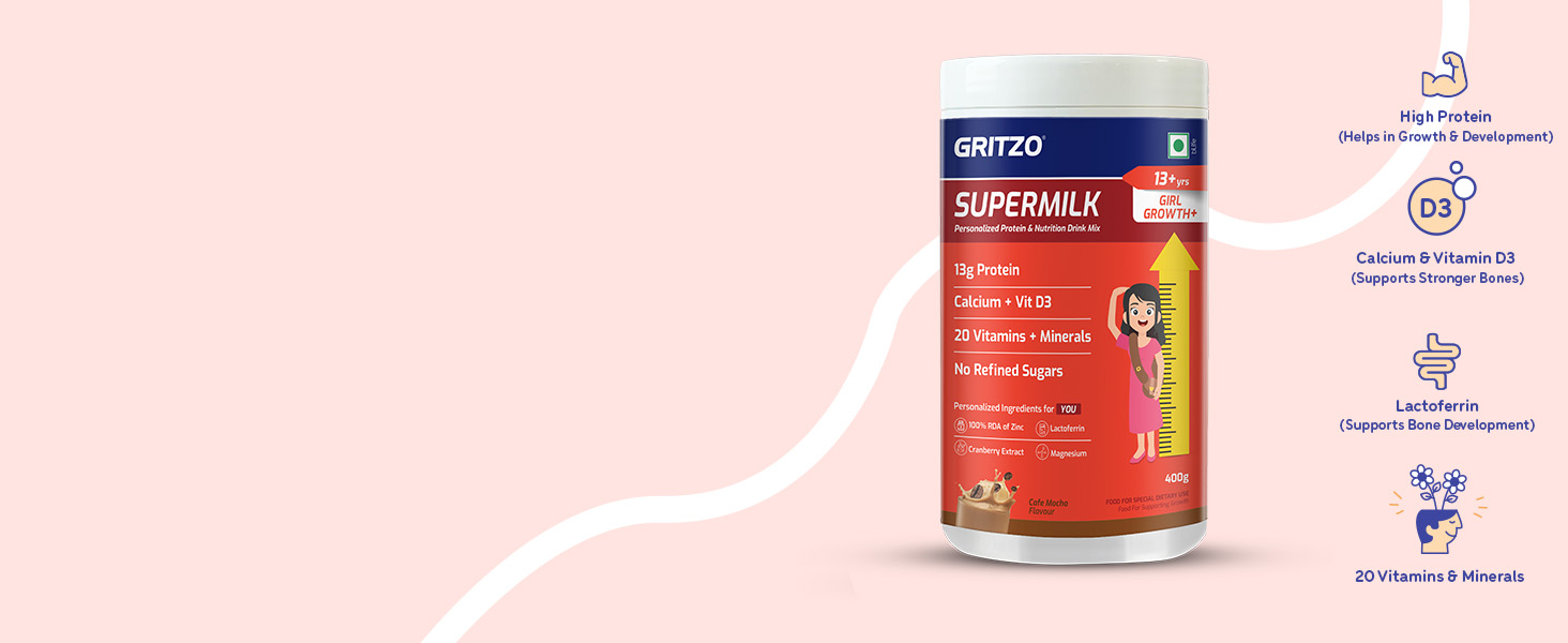 Gritzo SuperMilk Growth+ (13+ Girl), Cafe Mocha, 400g