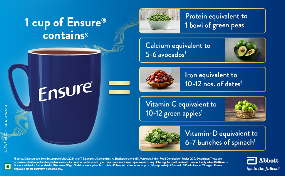 Ensure No 1 Nutritional Supplement Drink in the world|32 nutrients High Protein,Calcium,Vit D|Chocolate 375g