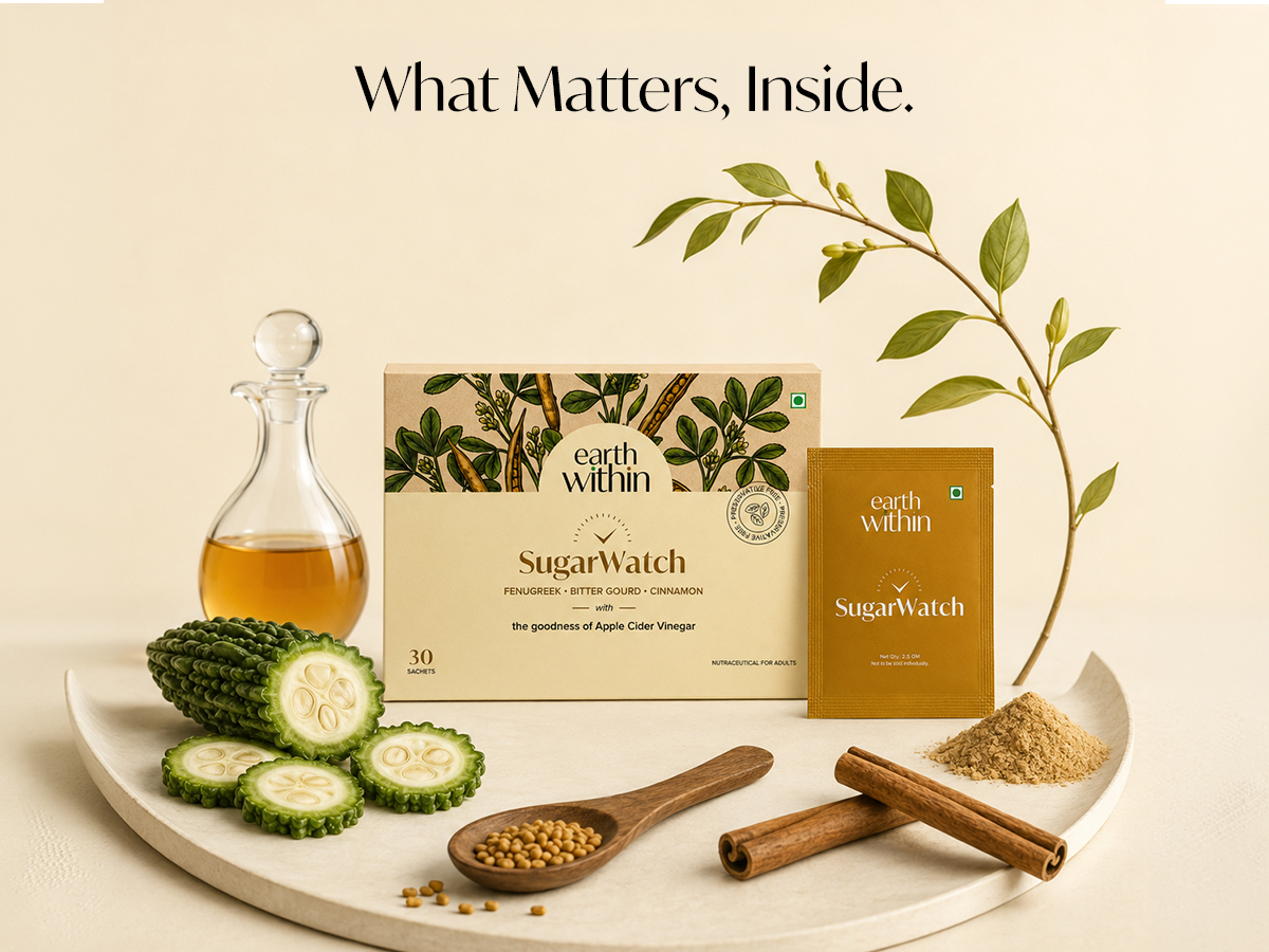 Sugar Watch Blood Glucose Wellness Drink with Fenugreek, Bitter Gourd & Cinnamon | Curcumin, Black Pepper & Monk Fruit | Daily Metabolic Wellness Support | Powder Sachets 30