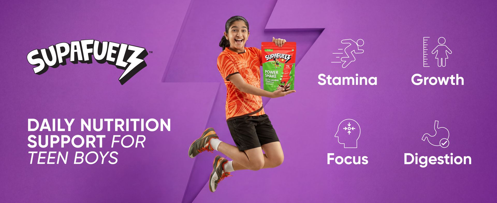 Power Shake Teen Girls 13+ Yrs | Height & Strength Drink | 14g Protein, 33 Nutrients, Probiotics & Ayurvedic Actives| Daily Nutrition drink supports Height, Strength & Focus | Chocolate 400g | Safe Nutrition Drink For Teens