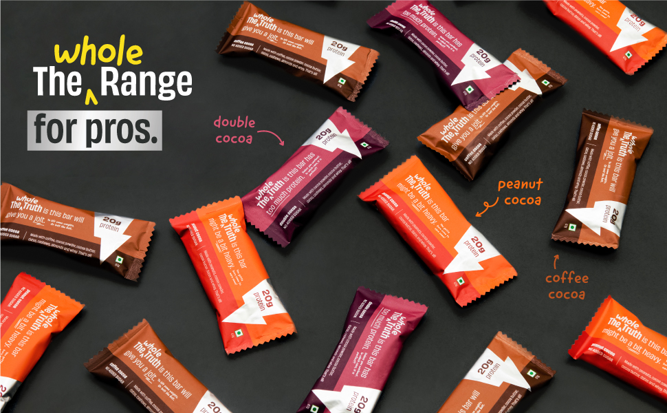 The Whole Truth - High Protein Double Cocoa 20g Protein Bar - Pack of 5 x 67g each - No Preservatives - No Artificial Flavours - All Natural