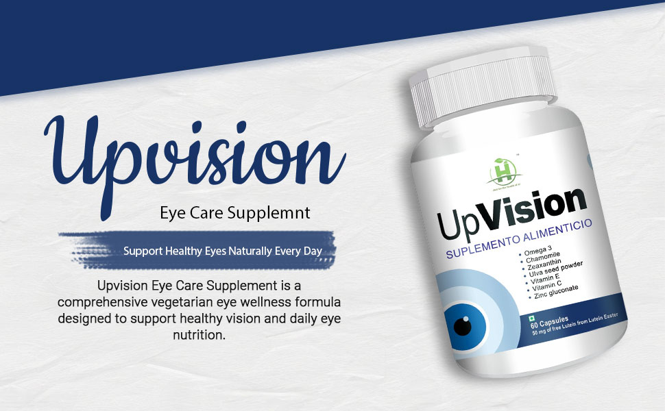 Healthy Nutrition Upvision Eye Care Supplemnt for Eye Health with Omega-3, Vitamin E, Vit A, Vit C, Lutein, Zeaxanthin, Vit B2 Vegetarian 60 Capsules-Pack of 1