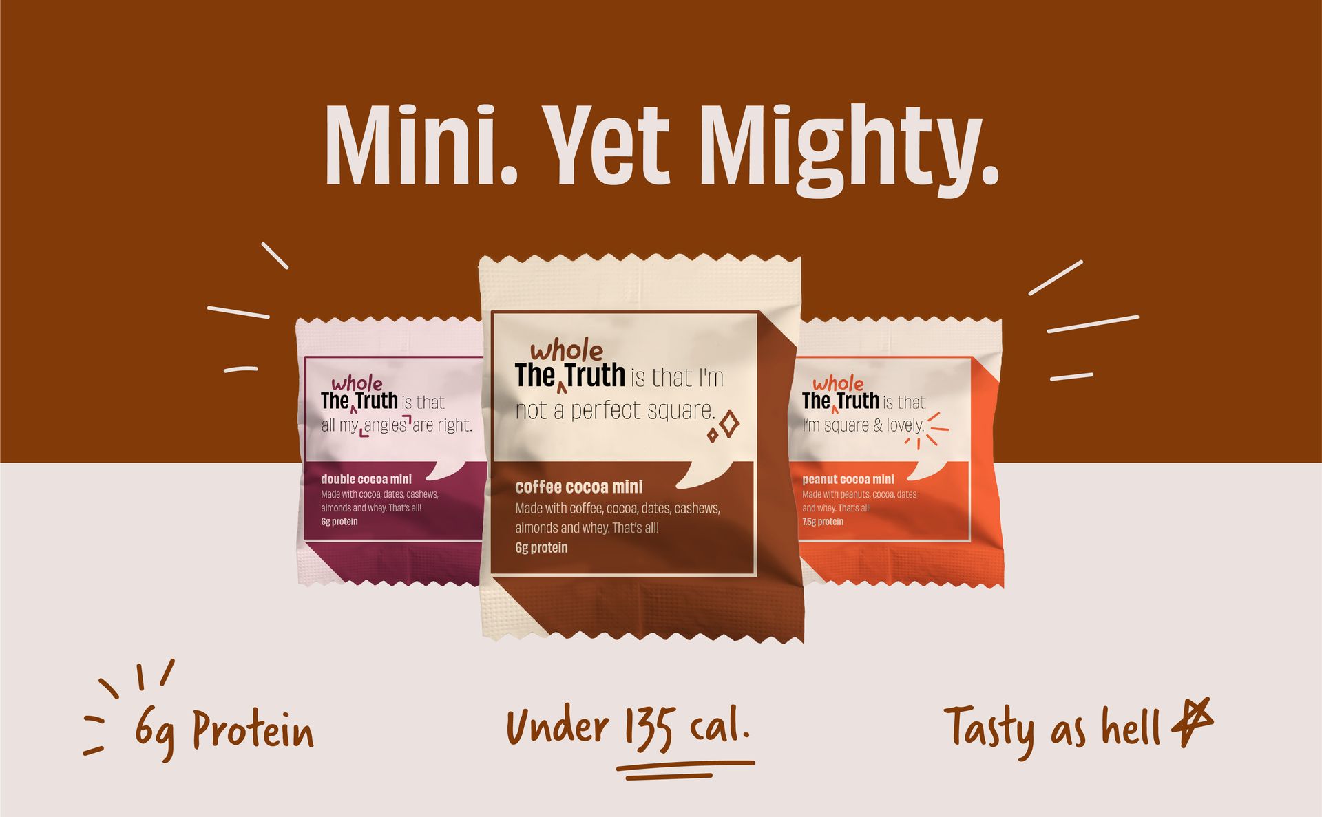 The Whole Truth - Mini Protein Bars | Coffee Cocoa | Pack of 8 x 27g each | No Preservatives | No Artificial Sweeteners | No Gluten or Soy | All Natural Ingredients