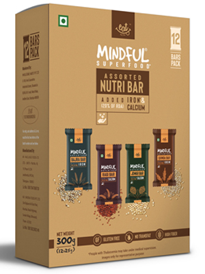 Eat Anytime Multigrain Millet Energy Bars, 6 Bars | High Protein, High Fiber, No Added Sugar | Gluten Free Granola Bars with Ragi, Quinoa, Jowar, Dark Chocolate | Healthy Snack (150g)