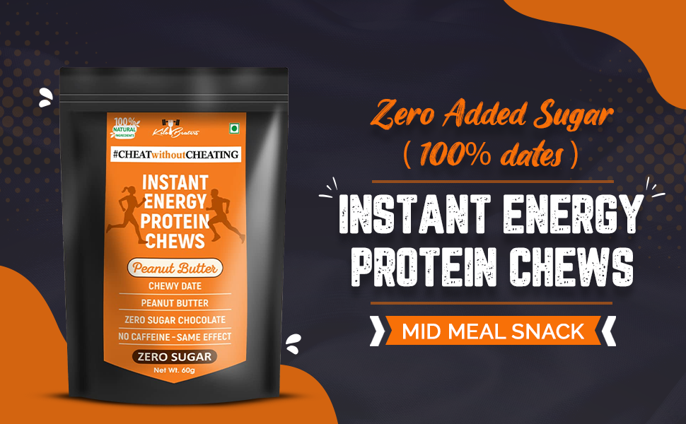 Kilobeaters Healthy Chocolate Bites with Dates,Sugar Free, Instant Energy Chews, No Preservatives - Pack of 3 (60gms Each)