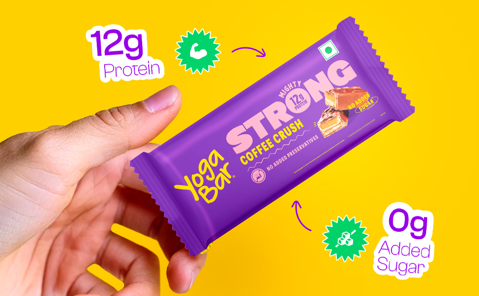 Yogabar Strong Coffee Crush Protein Bars(Pack of 6), 12g Protein, No Added Sugar, No Preservatives
