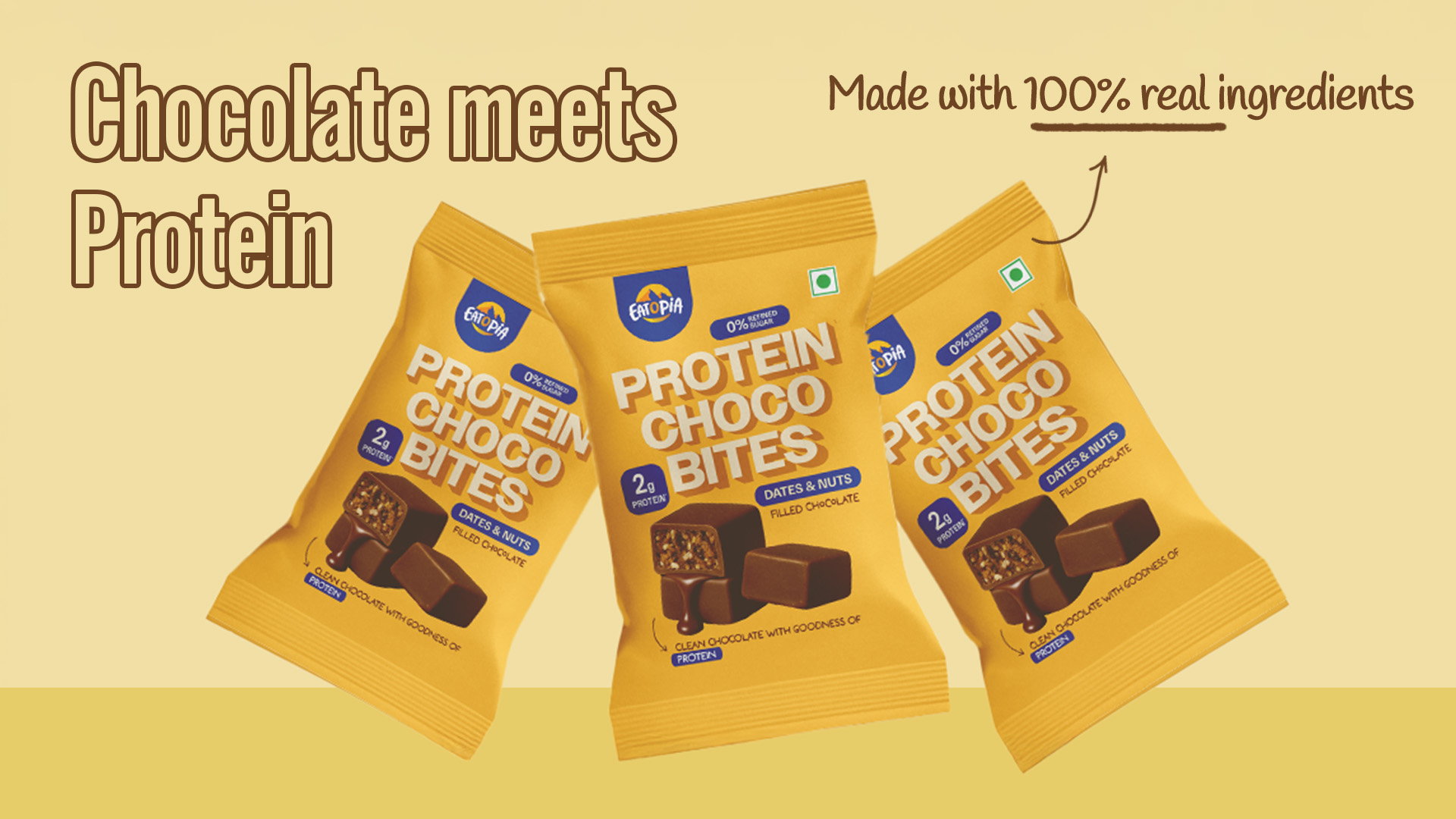 Eatopia Chocolate Dates & Nuts Protein Bites, 10g Protein, Pack Of 1 (100g)
