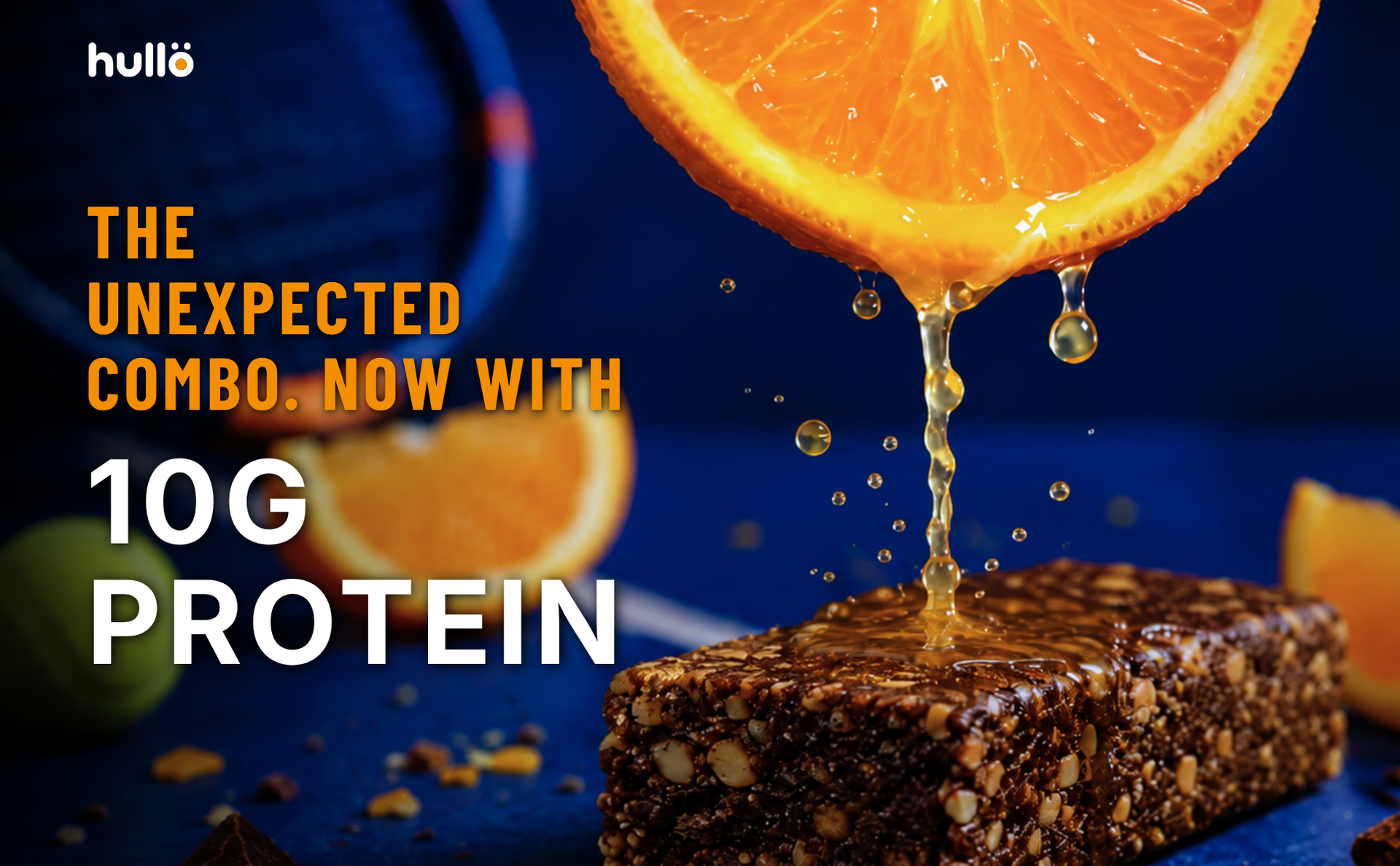 Hullo The Natural Protein Bar Chocolate Orange - 10g Protein (6 X 47g) | High Fiber & Rich in Omega 3, 6, and 9 | Healthy Snack for Gym, Office & Travel | Dairy Free, Soy Free & Non Ultra Processed