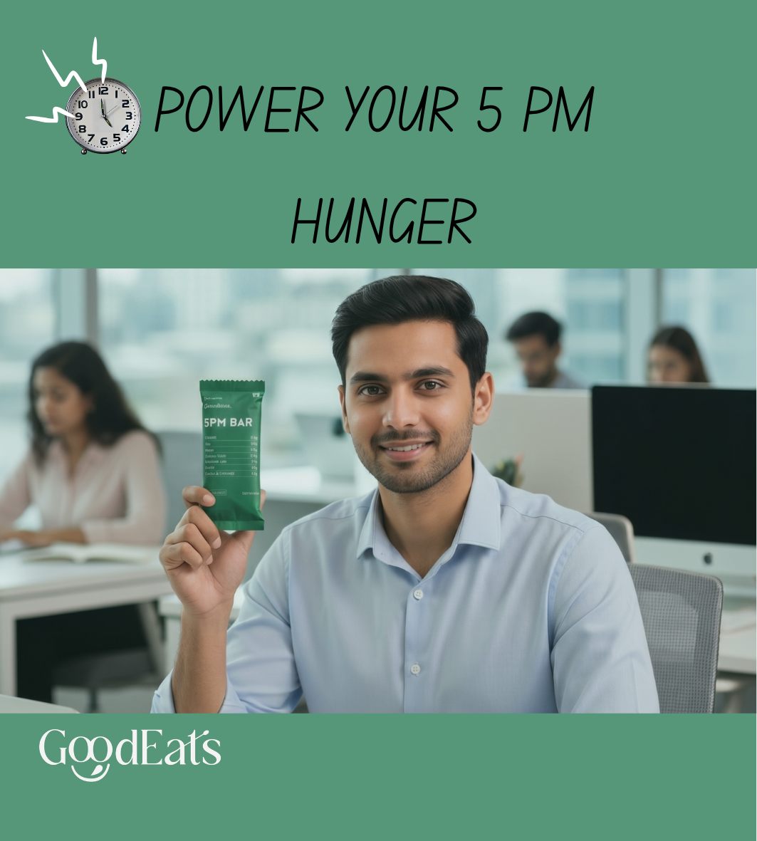 GoodEats 5PM Protein Bars | Oats & Jowar Bar with Nuts & Dates | 17.7g Protein (Per 50g) | Naturally Occuring Sugars | With Prebiotic Fiber | No Artificial Preservatives | 50g x 5