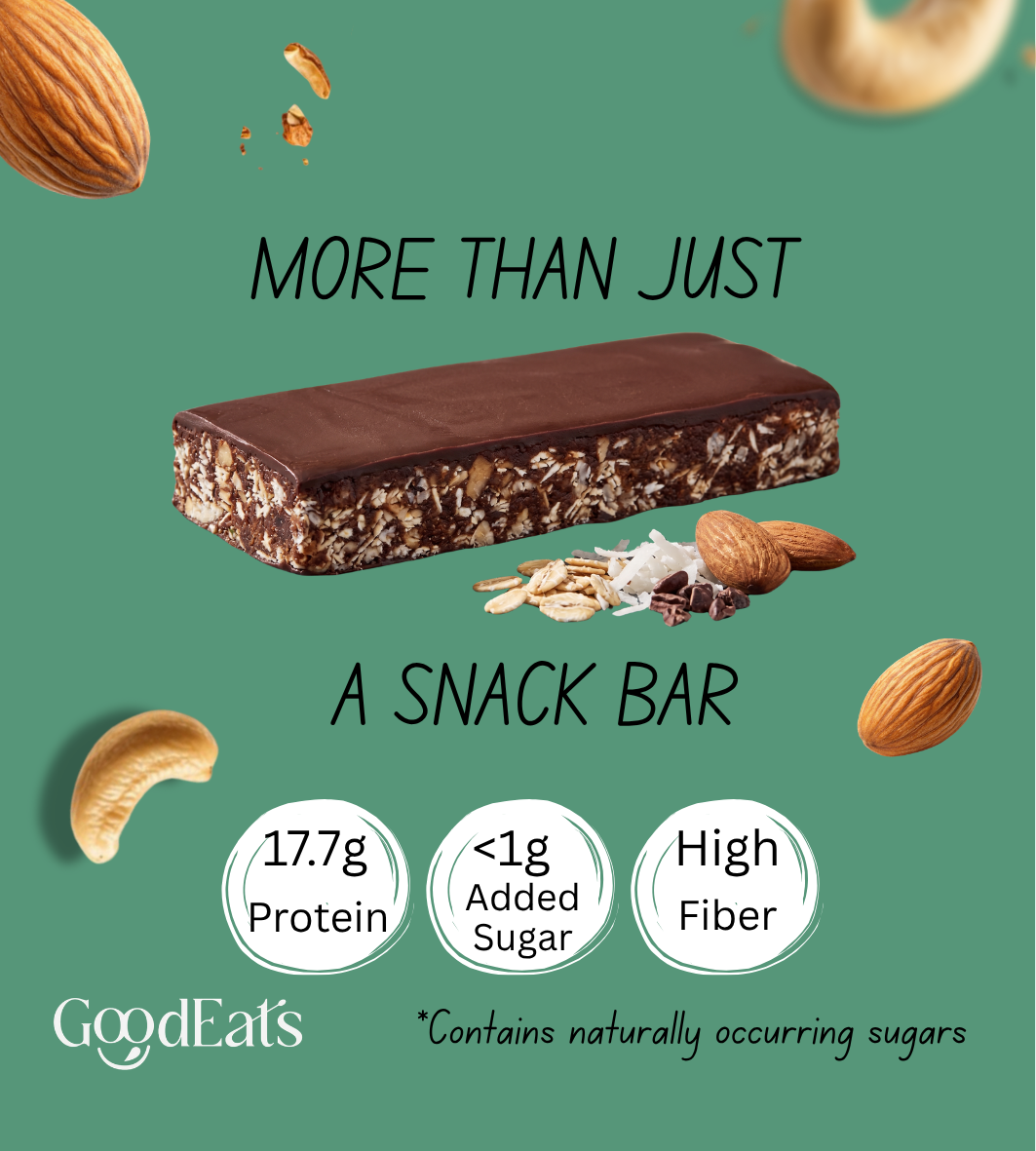 GoodEats 5PM Protein Bars | Oats & Jowar Bar with Nuts & Dates | 17.7g Protein (Per 50g) | Naturally Occuring Sugars | With Prebiotic Fiber | No Artificial Preservatives | 50g x 5