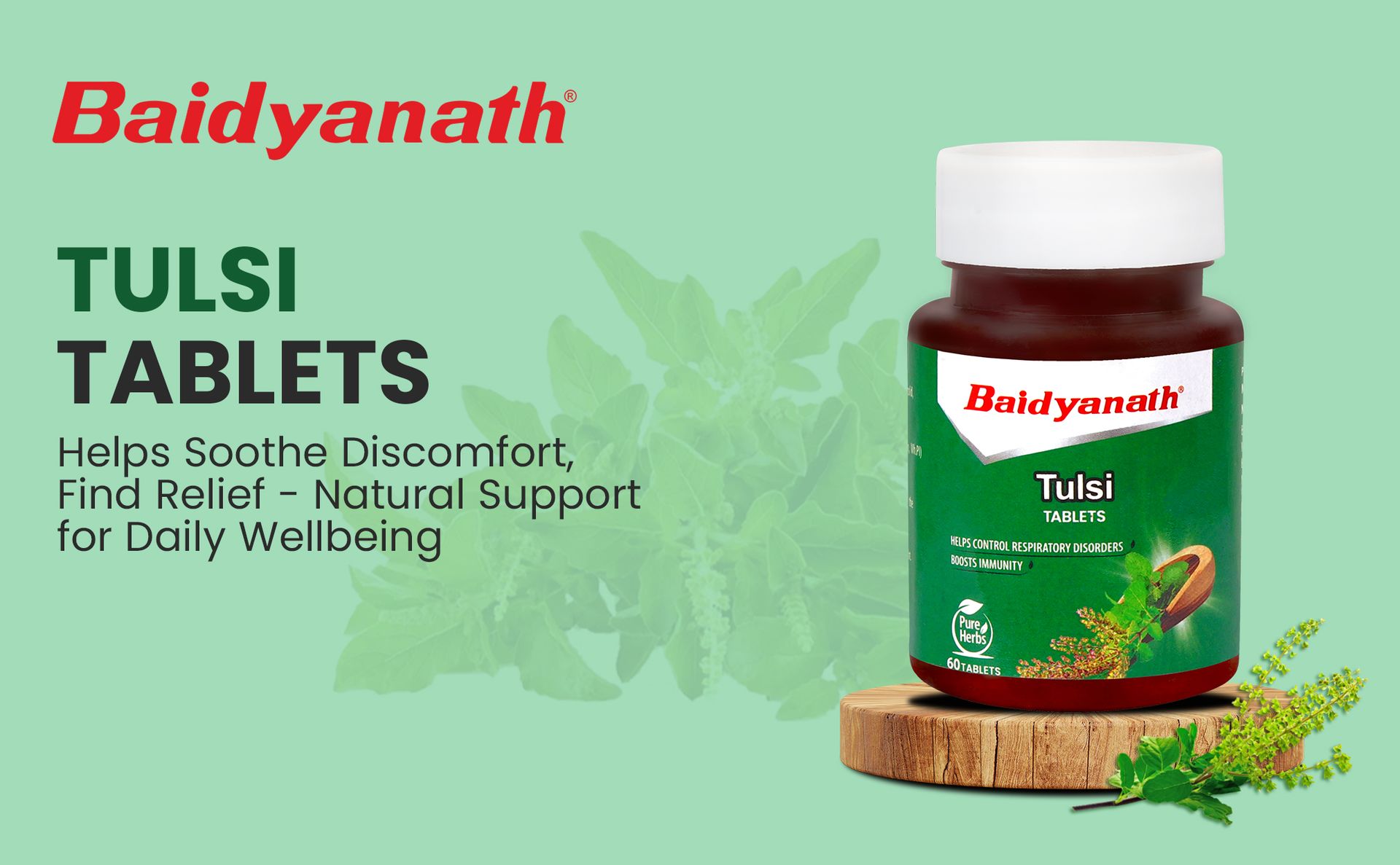 Baidyanath Ayurved Tulsi Tablets - 120 Tab|Helps in Boosts Immunity | Helpful in Cough & Cold (Pack of 2)