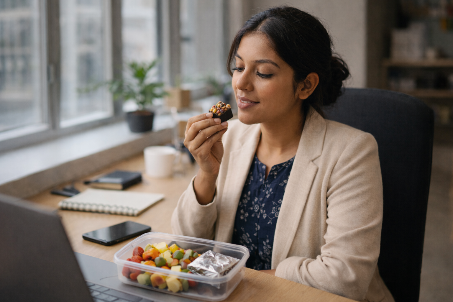HealthyCrave Cuisine Choco Delight Nutri Bite | Sugar-Free Chocolate with Dry Fruits | High Fiber Energy Bites | Tiffin-Ready Snack | (100 g, Sugar Free -Dark Chocolate)