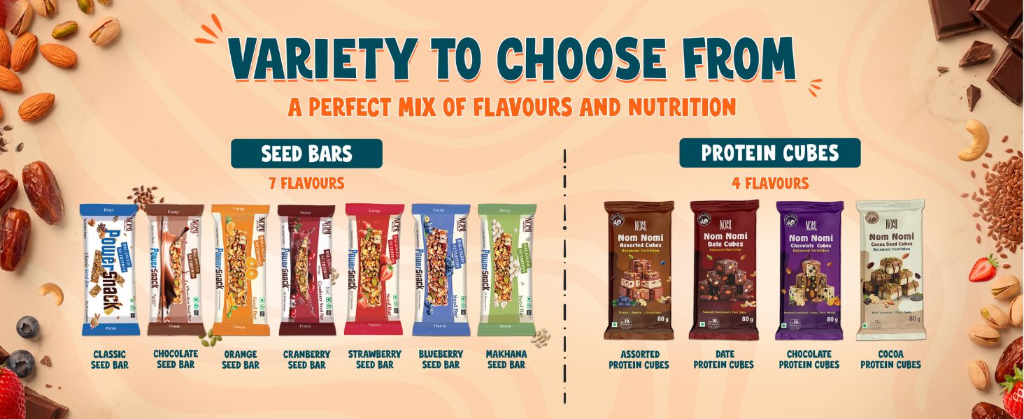 NOMI Strawberry Seed Protein Bar, 7.6g Protein, 5.5g Fibre, 5 x 35g