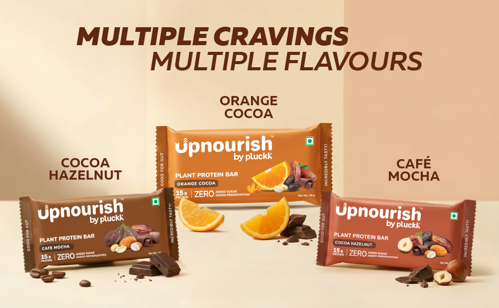 Chocolate Orange Protein Bar - No Refined Sugar (Pack of 6) | 15 g Complete Protein | Upnourish by Pluckk (Cocoa Orange)