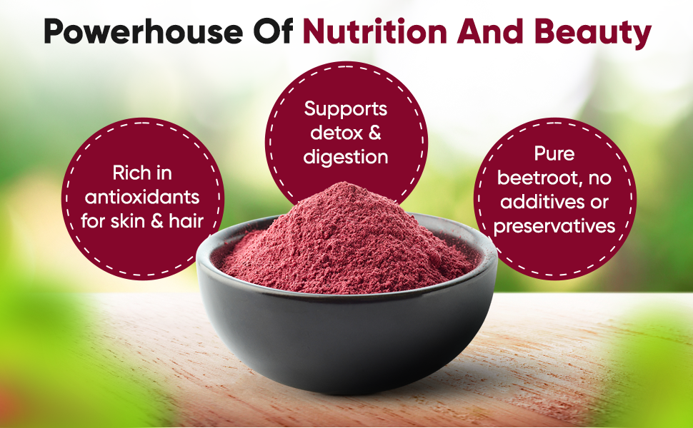 Organic Wellness Beetroot Powder | For Face Pack, Lip, Skin & Hair Care | Natural Antioxidant-Rich | 100% Plant-Based, No Preservatives | 100g Bottle Pack of 1