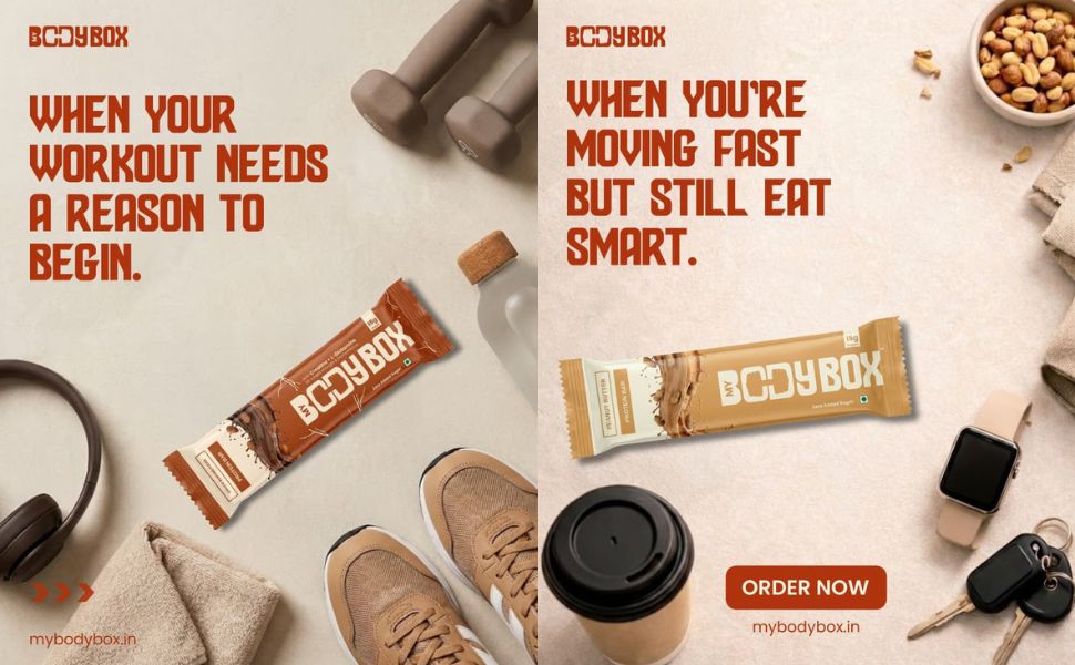 MyBodyBox Healthy Protein Bar | India's First Protein Bars with Creatine + L-Glutamine | 15g Whey Protein, Zero Added Sugar, Low Carb Energy Snack | Choco Almond Flavor