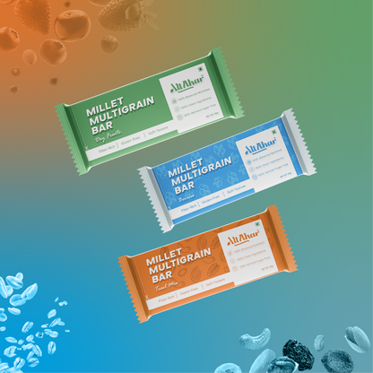 AltAhar Millet Multigrain Dry Fruits Bar with Almonds and Walnuts | Gluten Free | Soft Texture | Fiber Rich | No Added Refined Sugar | Preservative Free (Pack of 6)
