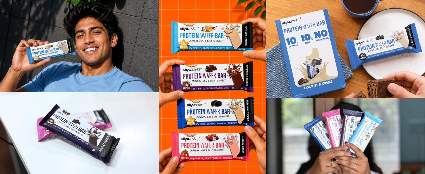 Snactivate India’s 1st Protein Wafer Bar - Mixed Berries & Cookies Creme (Pack of 12, 40g Each) | Real Whey 10g Protein, 10g Fibre & Zero Added Sugar | No Maida | Crunchy & Healthy Snack