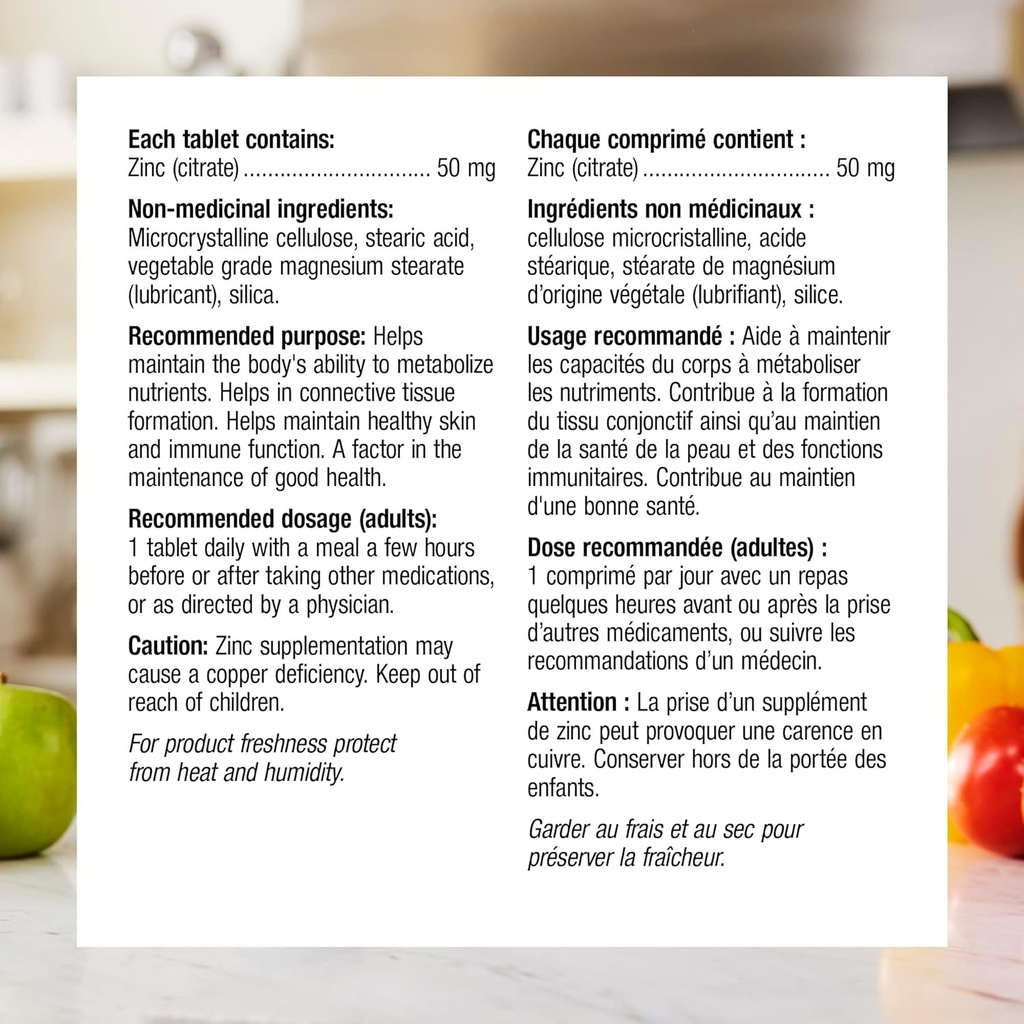 Webber Naturals Zinc Citrate 50 mg, 180 Tablets 5