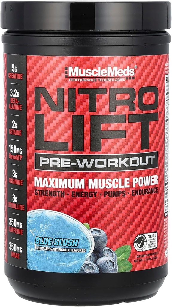 MuscleMeds Nitro Lift Pre Workout Enhance Endurance and Muscle Performance, Cherry Lime, 40 Servings 2