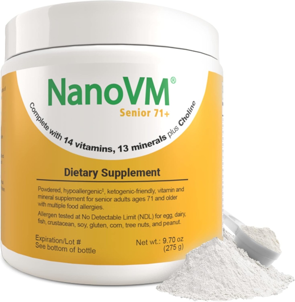 Senior 71+, Allergen-Free Vitamin Supplements, Unflavored Multivitamin Powder with 14 Vitamins & 13 Minerals, Low-Carbohydrate Mineral Supplements, 275g - Solace Nutrition 2