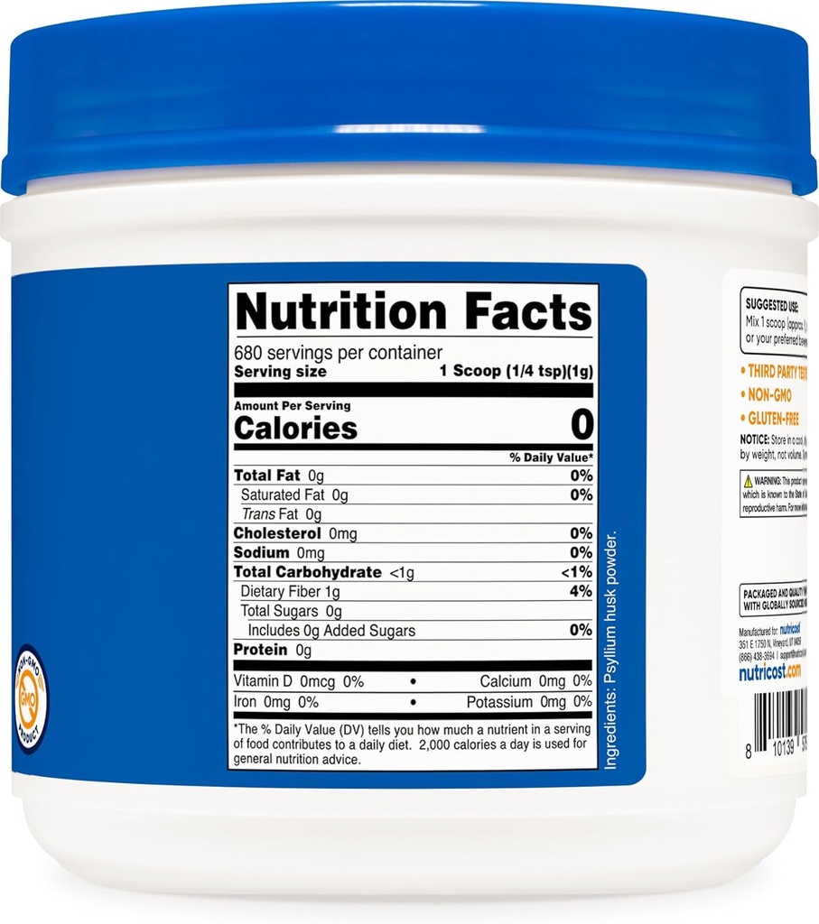 Nutricost Psyllium Husk Powder (1.5 Pounds) - GMO-Free, Gluten-Free 5