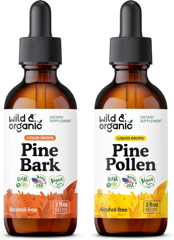Wild & Organic Pine Bark Tincture 2 fl oz & Pine Pollen Tincture 2 fl oz 2