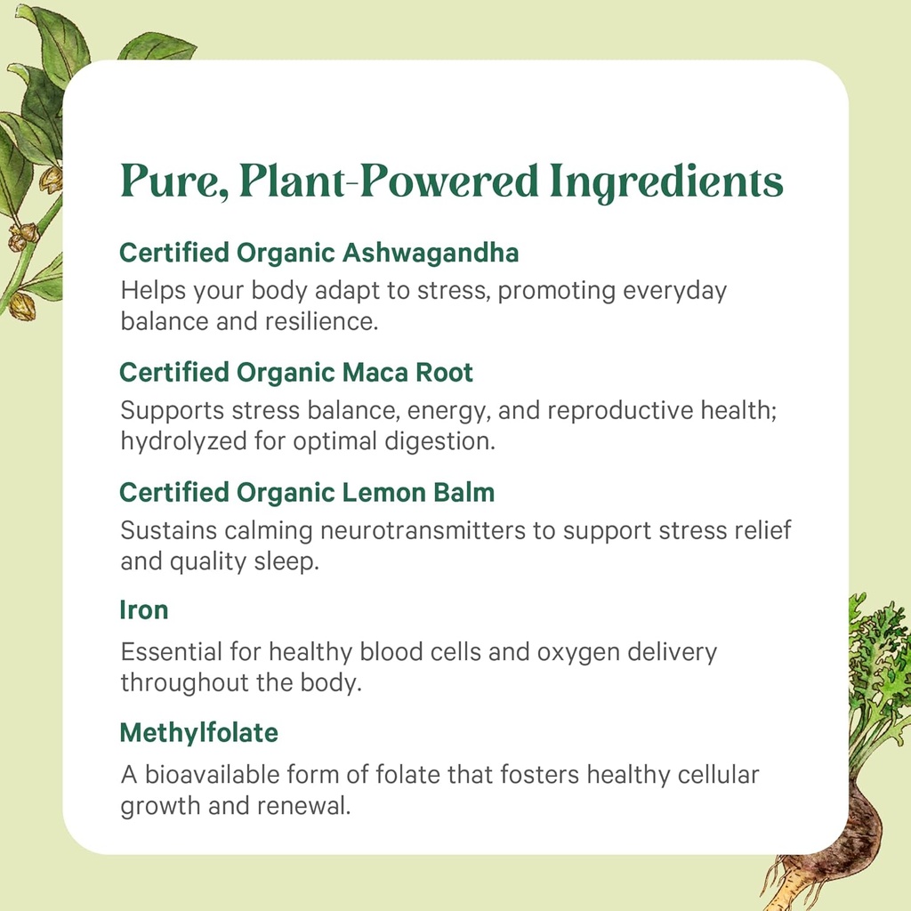 PURE SYNERGY Vita·Min·Balance | Multivitamin for Women with Iron | Women’s Daily Multivitamin Made with Organic Whole Foods | for Balanced Energy and Stress Support (60 Tablets) 6