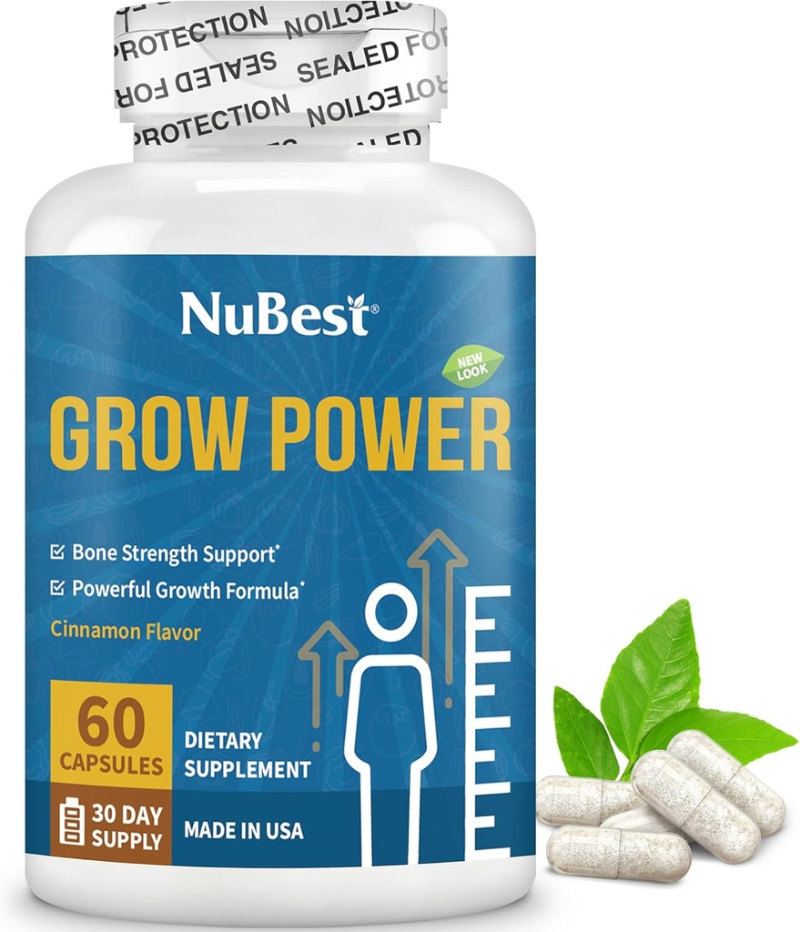 NuBest Grow Power - Calcium Supplement - Magnesium Supplement with Vitamin D3, B6, Zinc, Phosphorus and Multivitamin for Strong Bones, Overall Health for Age 10+ - 1 Month Supply 2