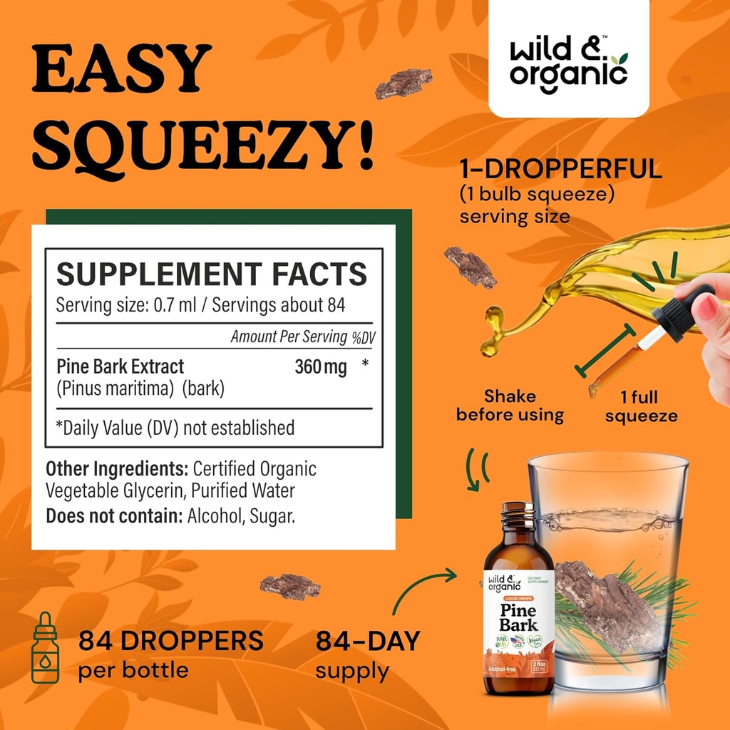 Wild & Organic Pine Bark Tincture 2 fl oz & Pine Pollen Tincture 2 fl oz 4