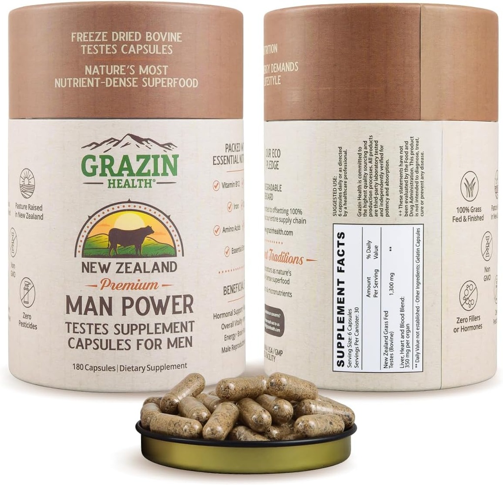 Grass Fed Bovine Testes Man Power Capsules (30 Day Supply) 2