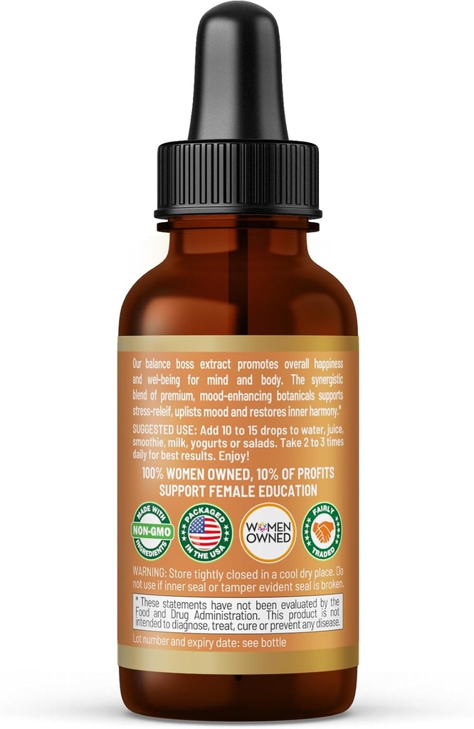 Herbal Goodness Balance Boss - Liquid Mood Support Supplement | Natural Calmness & Emotional Balance Aid | Stress & Energy Boost with Rhodiola Rosea | 1 oz Bottle 4