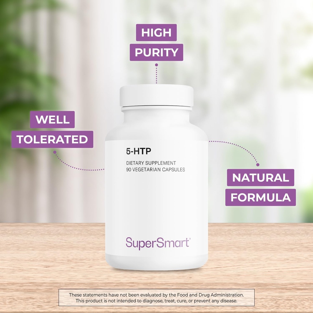 Supersmart 5-HTP 100mg per Day (High Purity) - 98% 5-HTP Supplement - Griffonia Simplicifolia Extract - 5-HydroxyTryptoPhan | Non-GMO & Gluten Free - 90 Vegetarian Capsules 4