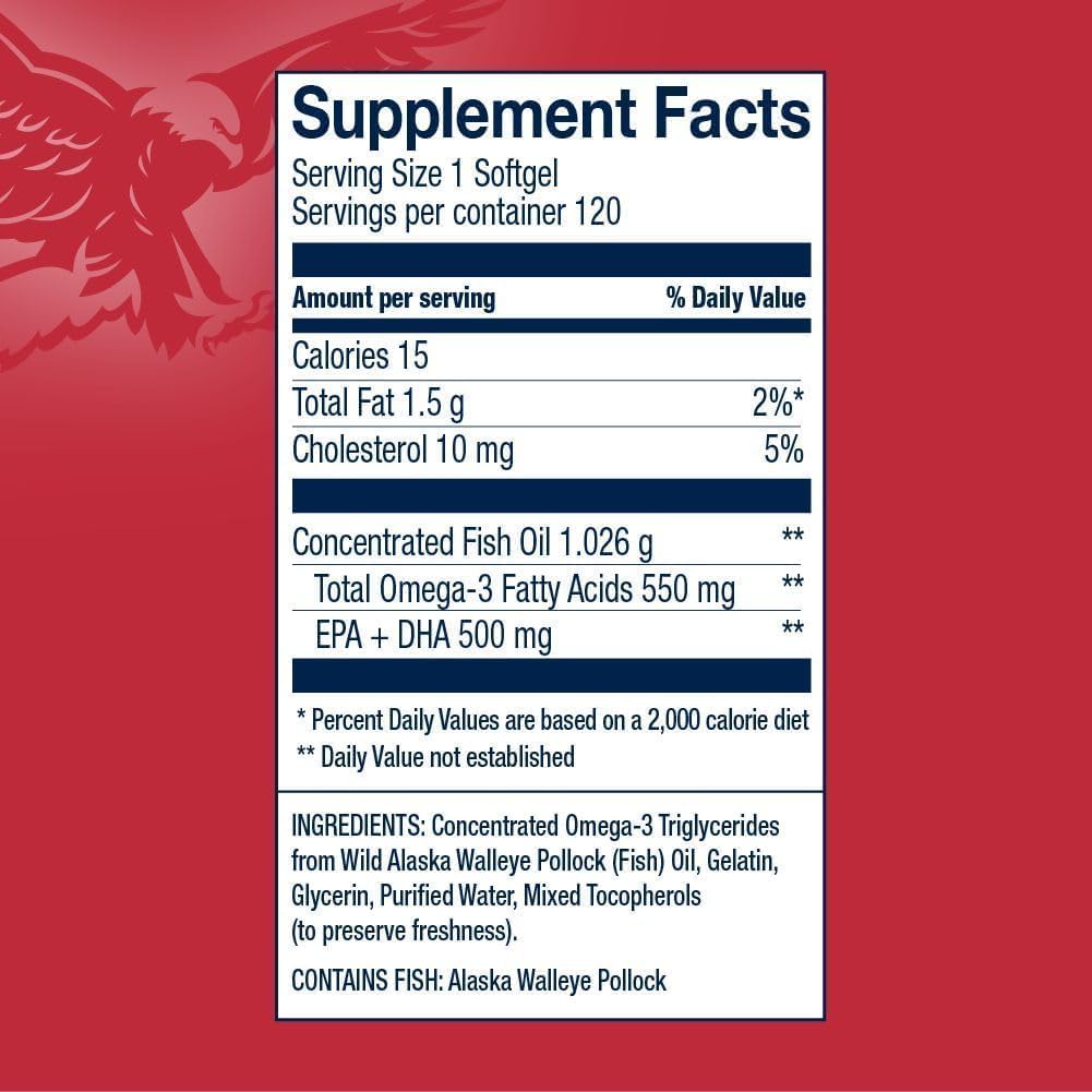 AmerOmega Triglyceride Omega-3 Fish Oil for Heart Health Support - Wild-Caught Alaskan Walleye Pollock - American-Sourced, American-Made - Non-GMO, Gluten-Free & Dairy-Free - 120 Softgels 4