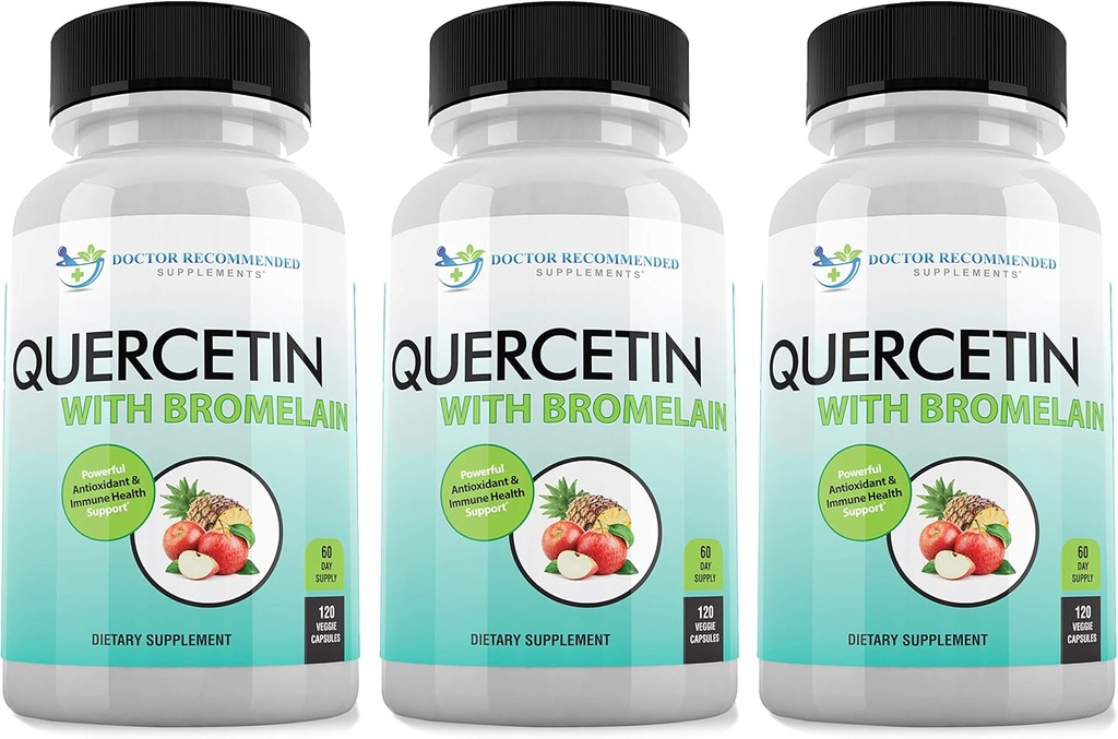 Quercetin 800mg w/Bromelain 165mg Per Serving- 120 Veggie Capsules-Full 60 Day Supply, Vitamin Supplement, Bioflavonoids, Gluten Free, Non-GMO (Pack of 3) 2
