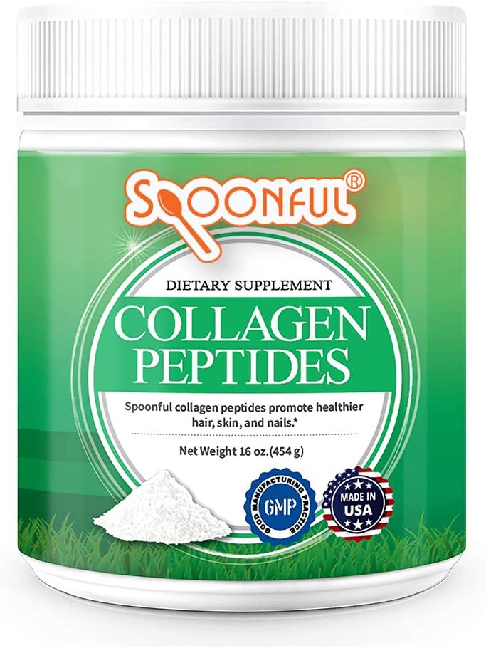 Spoonful Collagen Peptide Powder, Type I & III, Hydrolyzed Grass Fed Bovine, Unflavored, Non-GMO Gluten-Free for Healthy Hair Nail Skin and Joint Support [16 oz] 2