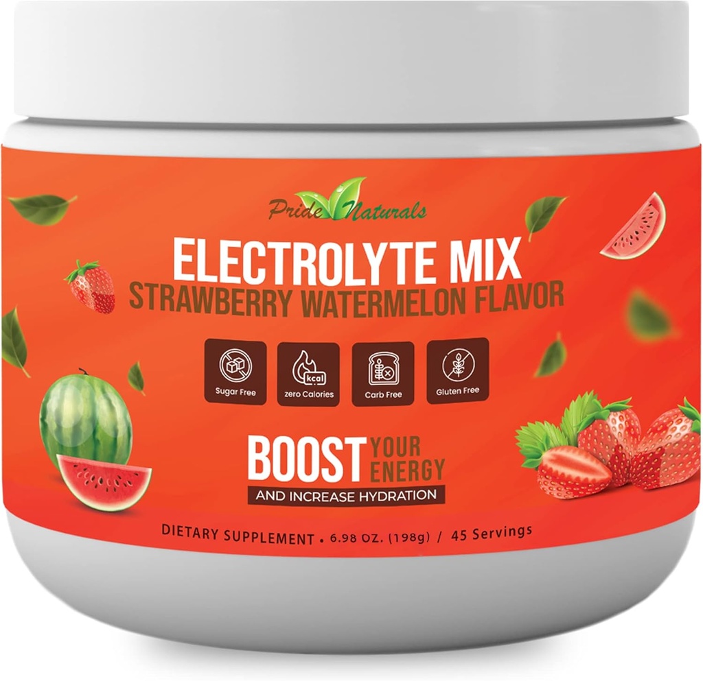 Electrolyte Powder - Refreshing Workout Recovery Electrolytes, Sugar Free, Gluten Free & Vegan, Pure Keto & Paleo Hydration Beverage, Immune Boosting Vitamins (198 Grams, Strawberry Watermelon) 2