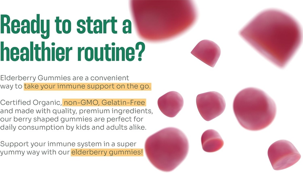 Organic Elderberry Gummies with Zinc and Vitamin C | Immune Boosting Sambucus Elderberry Rich in Antioxidants | Plant Based, Gluten Free, 60 Vegan Gummies 3