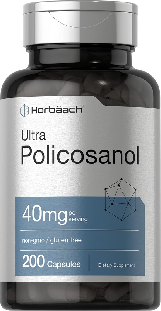 Horbäach Policosanol 40mg | 200 Capsules | Non-GMO and Gluten Free Supplement 2