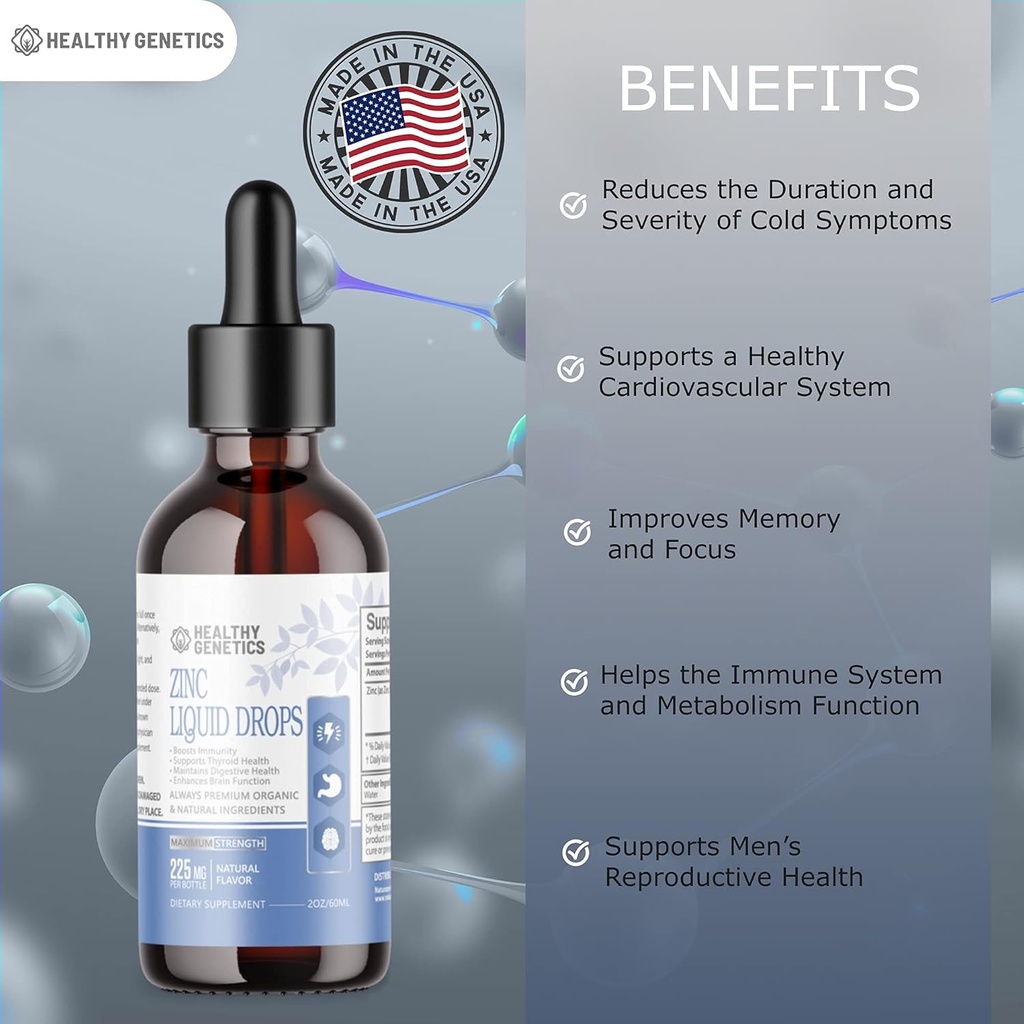 Liquid Zinc Drops for Kids, Men and Women | Organic Ionic Zinc Sulfate | Immunity, Mood, Brain Thyroid | 30 Day Supply| 2 Oz 5