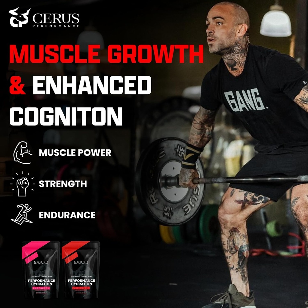 Cerus Performance - Performance Hydration Electrolyte Powder – Watermelon Flavor, 5g Creatine Monohydrate, 500mg Coconut Water Powder – Supports Endurance, Muscle Recovery & Keto 30 Servings 3