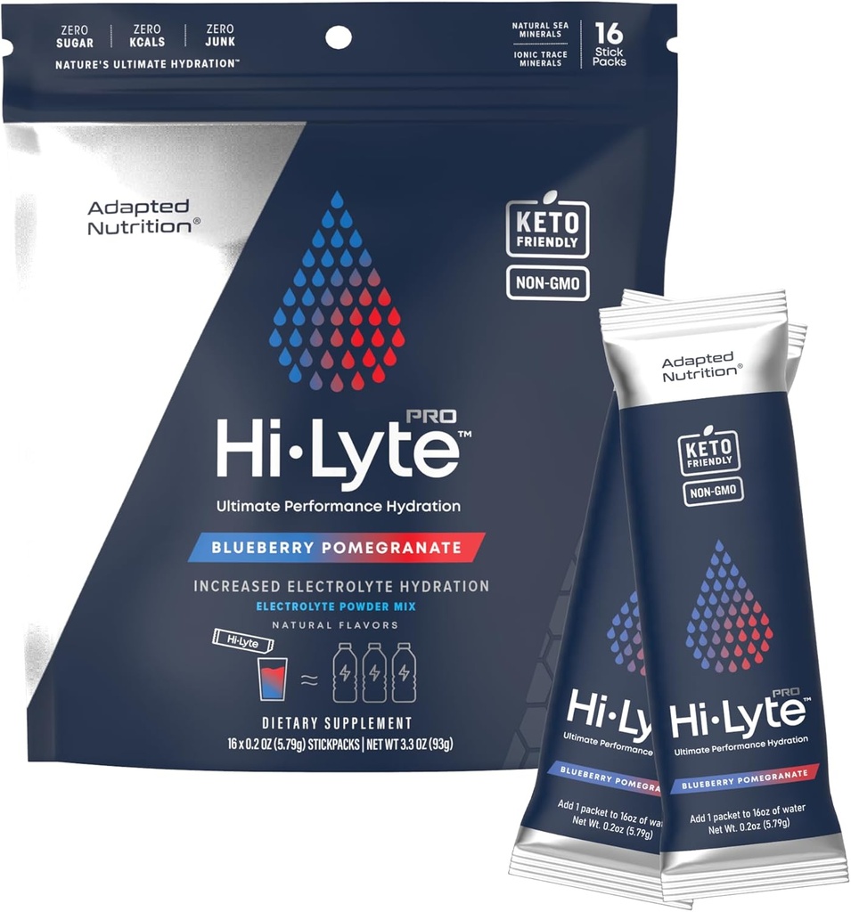 Hi-Lyte Pro Hydration Packets - 16 Individual Drink Packets | Blueberry Pomegranate | Flavored Electrolyte Powder | Sugar-Free, Zero Carb, Zero Calorie 2