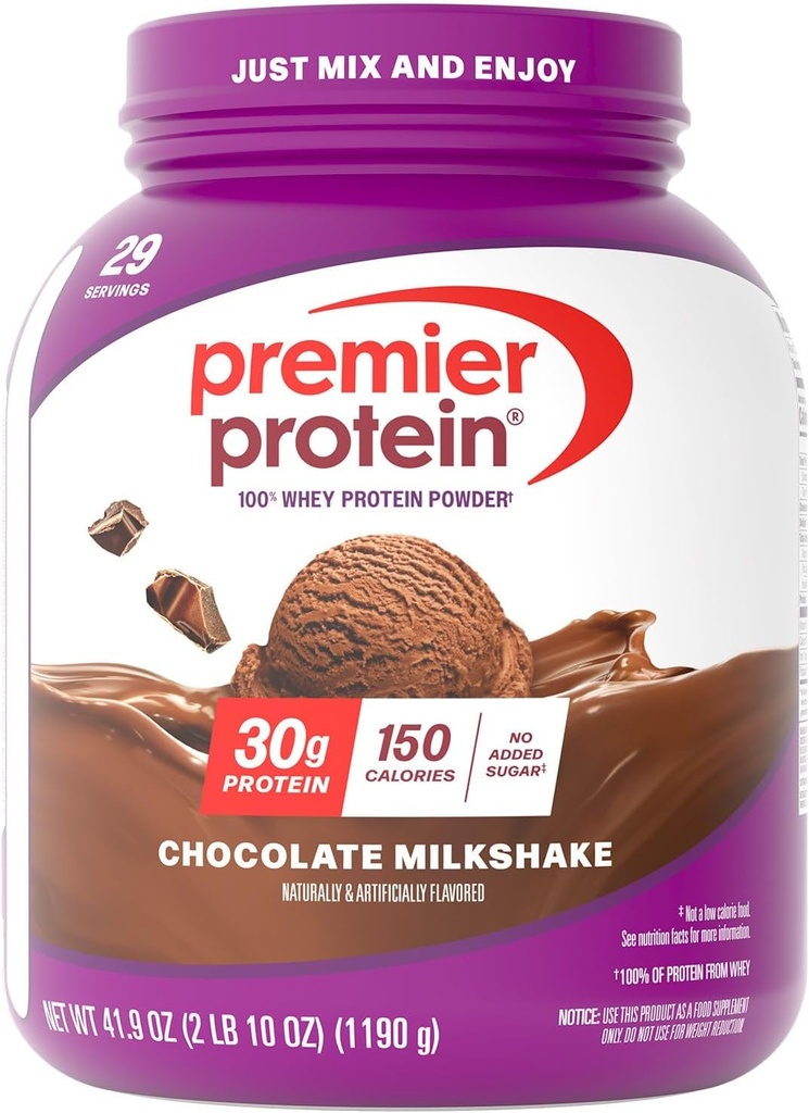 Premier Protein Powder, Chocolate Milkshake, 30g Protein, 1g Sugar, No Soy, Gluten Free, 41.9oz (29 Servings) 2
