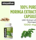 STAY ALIVE Moringa Capsules 1000mg, 20:1 Extract, 120 Pills, Green Superfood with Extra Strength, 100% Pure Oleifera Leaf Powder, 2 Months Supply, All Natural, Non-GMO & Gluten Free Moringa Supplement 4