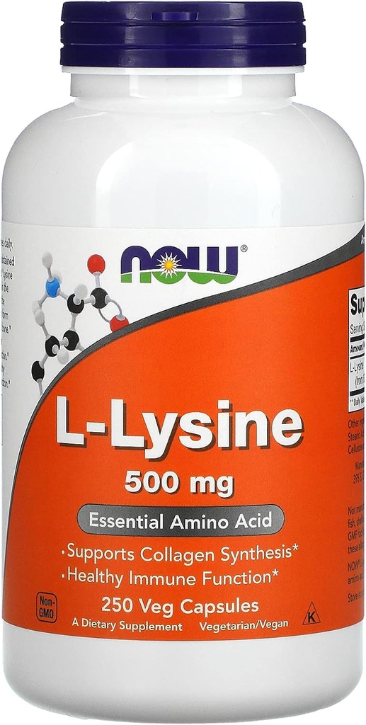 NOW Foods L-lysine 500 mg, 250 Capsules (Pack of 2) 3